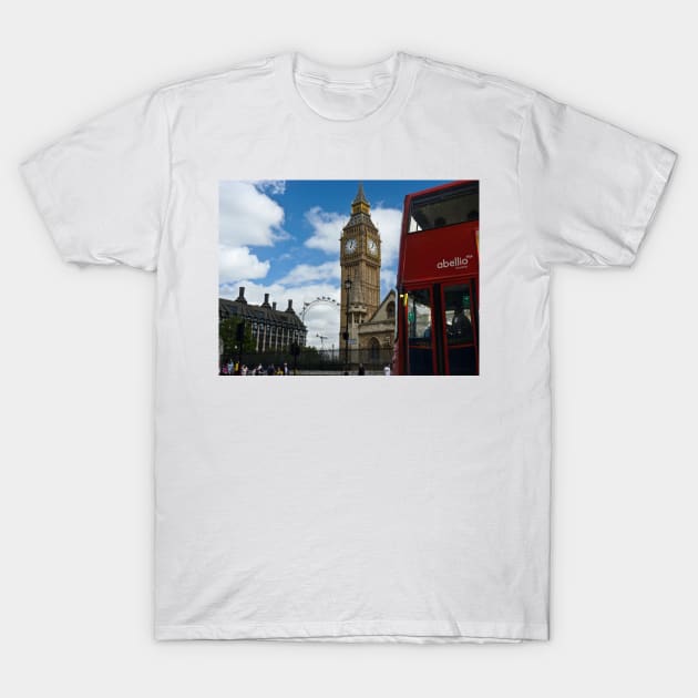 London: London eye, big ben and a red bus T-Shirt by GrahamCSmith